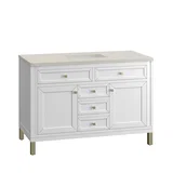 Chicago 48" Single Vanity, Glossy White, w/ 3 CM Siberian Silestone Top