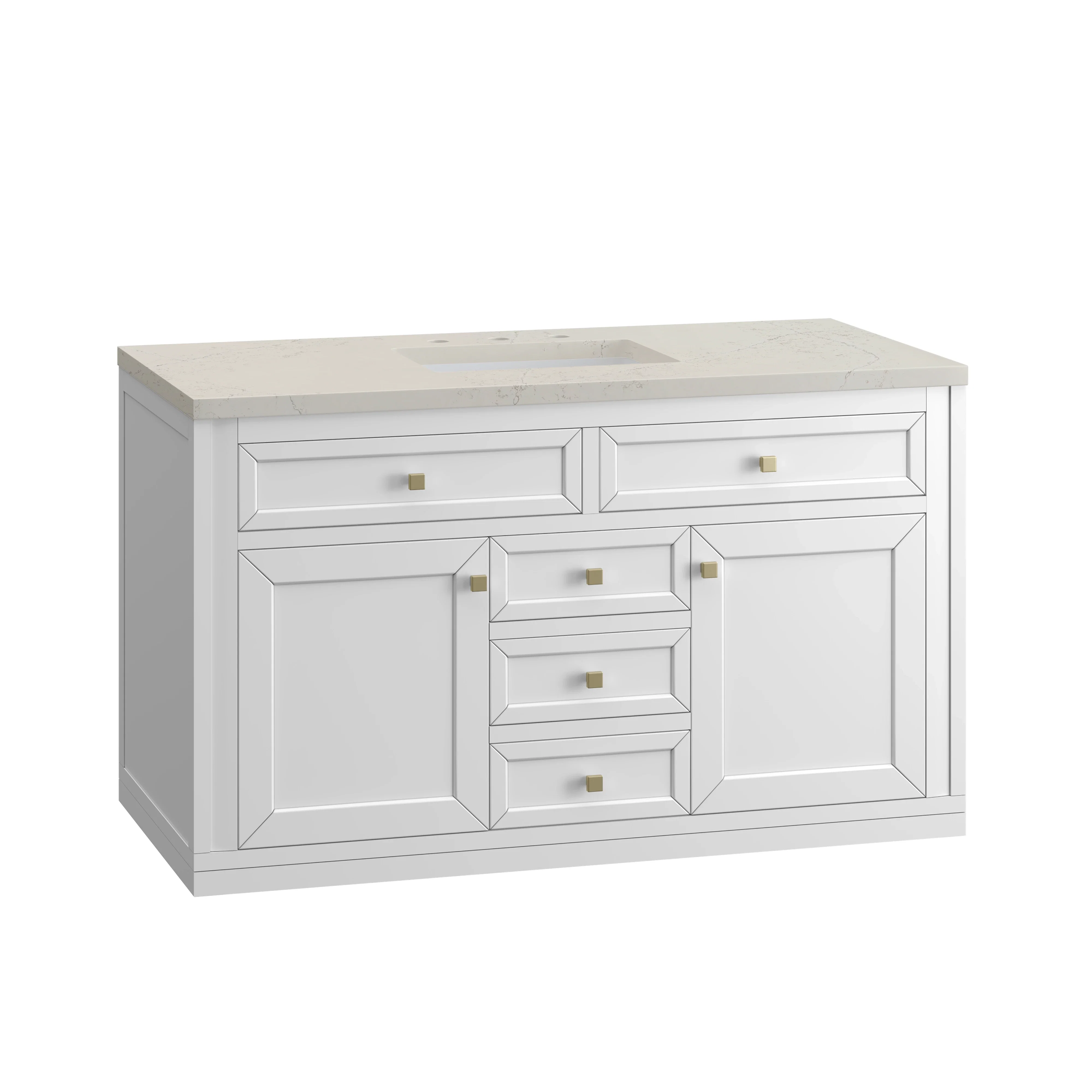 Chicago 48" Single Vanity, Glossy White, w/ 3 CM Siberian Silestone Top
