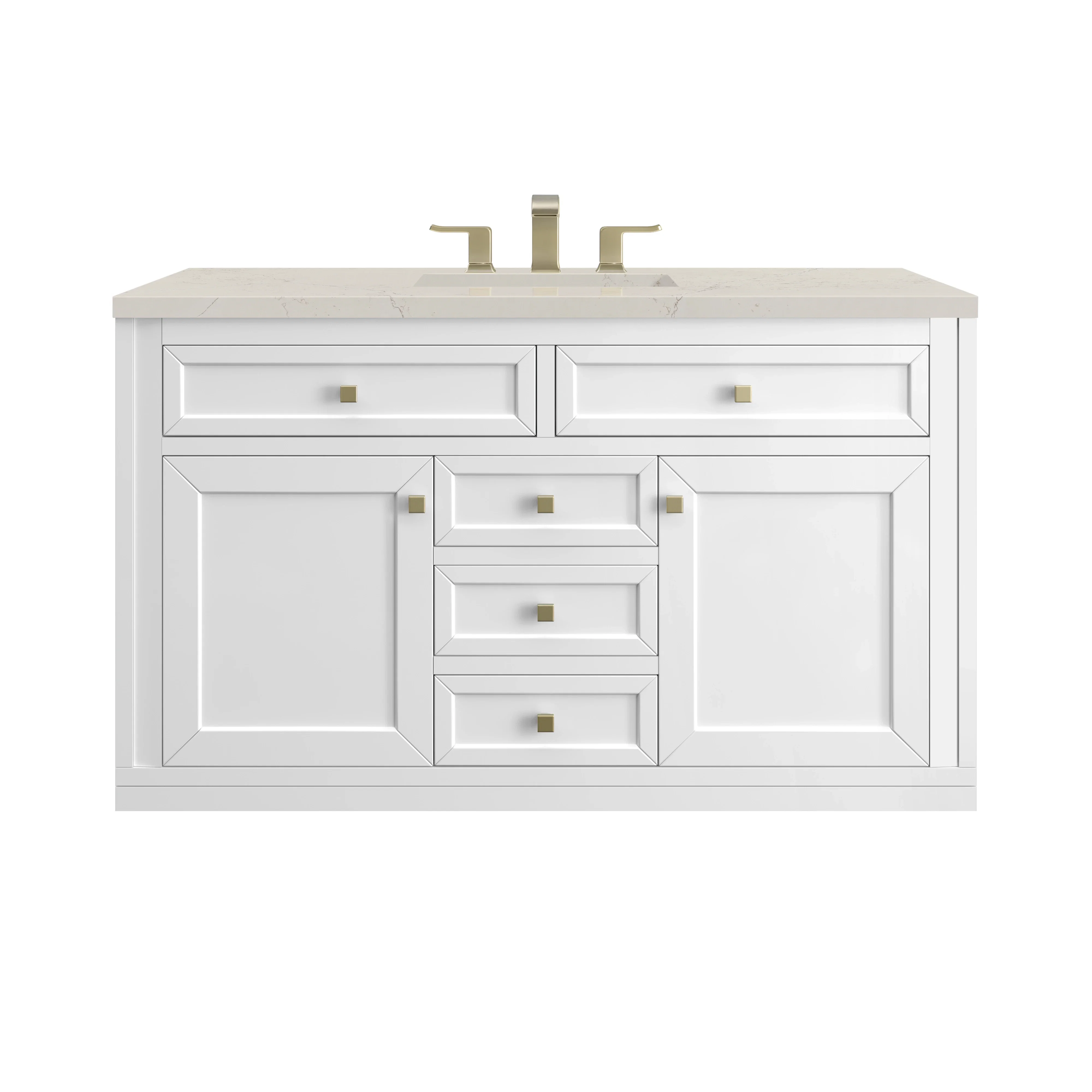 Chicago 48" Single Vanity, Glossy White, w/ 3 CM Siberian Silestone Top