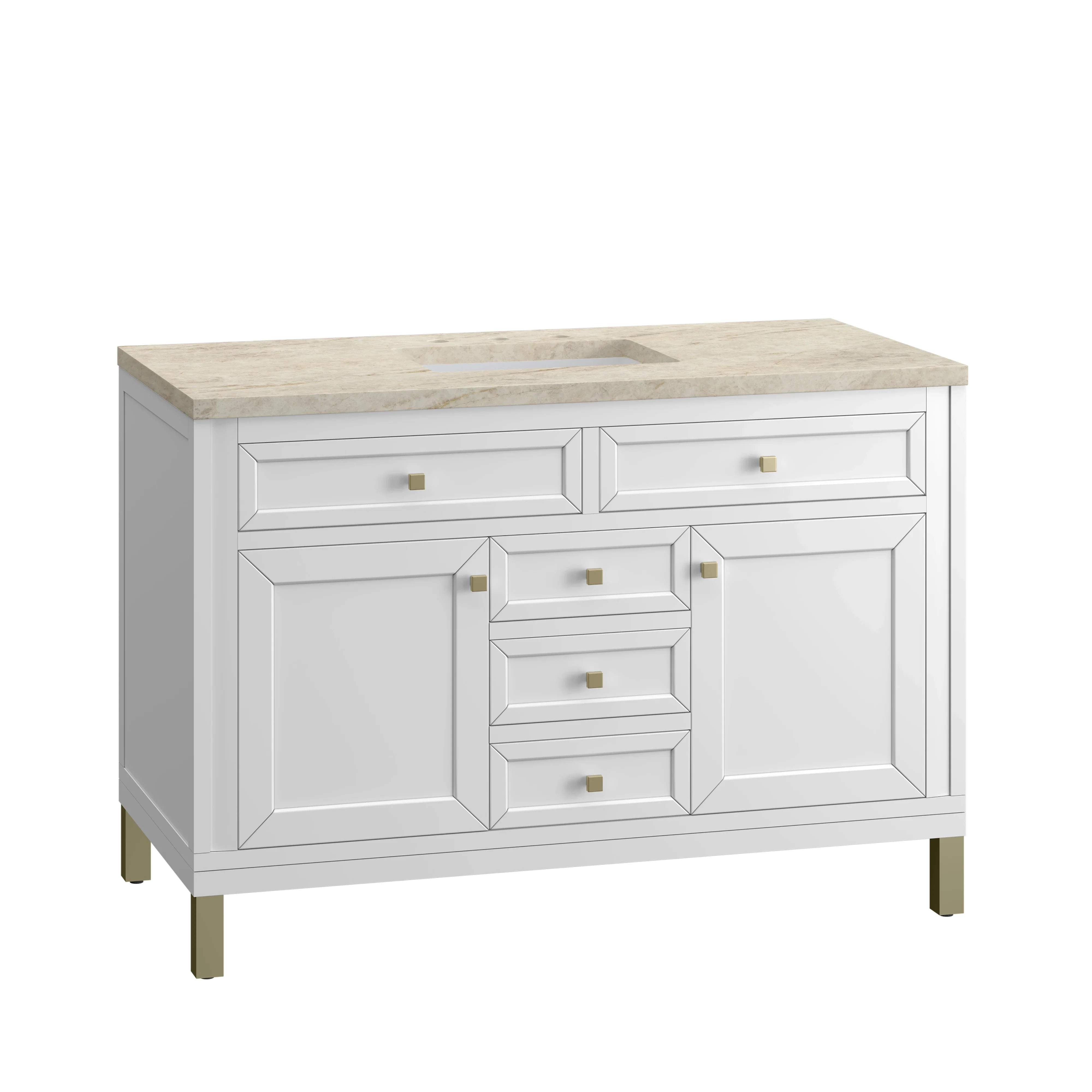Chicago 48" Single Vanity, Glossy White, w/ 3 CM Tajnar Eclos Top