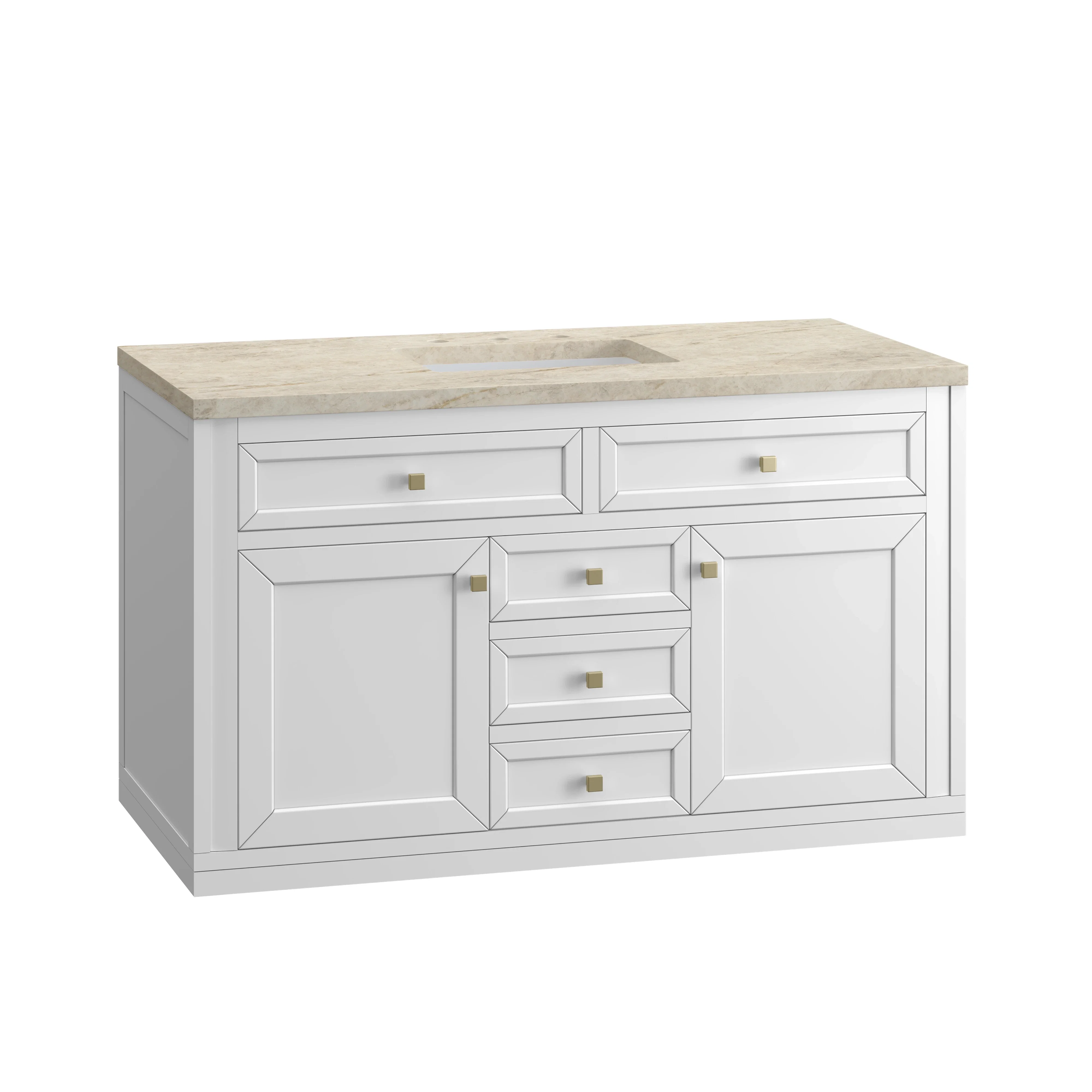 Chicago 48" Single Vanity, Glossy White, w/ 3 CM Tajnar Eclos Top