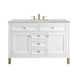 Chicago 48" Single Vanity, Glossy White, w/ 3 CM Victorian Silver Silestone® Top