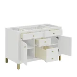 Chicago 48" Single Vanity, Glossy White, w/ 3 CM Victorian Silver Silestone® Top