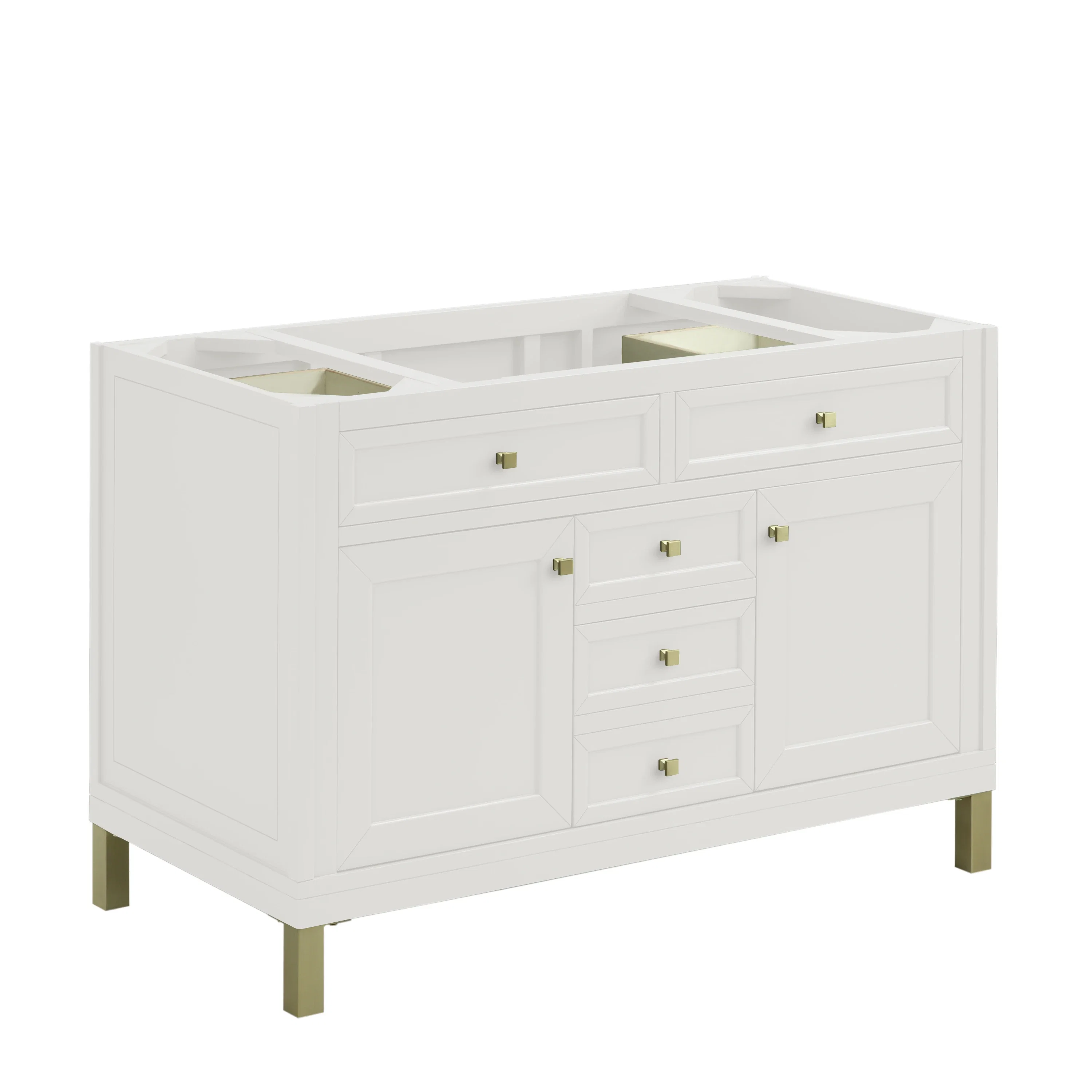 Chicago 48" Single Vanity, Glossy White, w/ 3 CM Victorian Silver Silestone® Top
