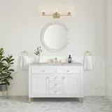 Chicago 48" Single Vanity, Glossy White, w/ 3 CM Victorian Silver Silestone® Top