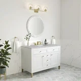 Chicago 48" Single Vanity, Glossy White, w/ 3 CM Victorian Silver Silestone® Top
