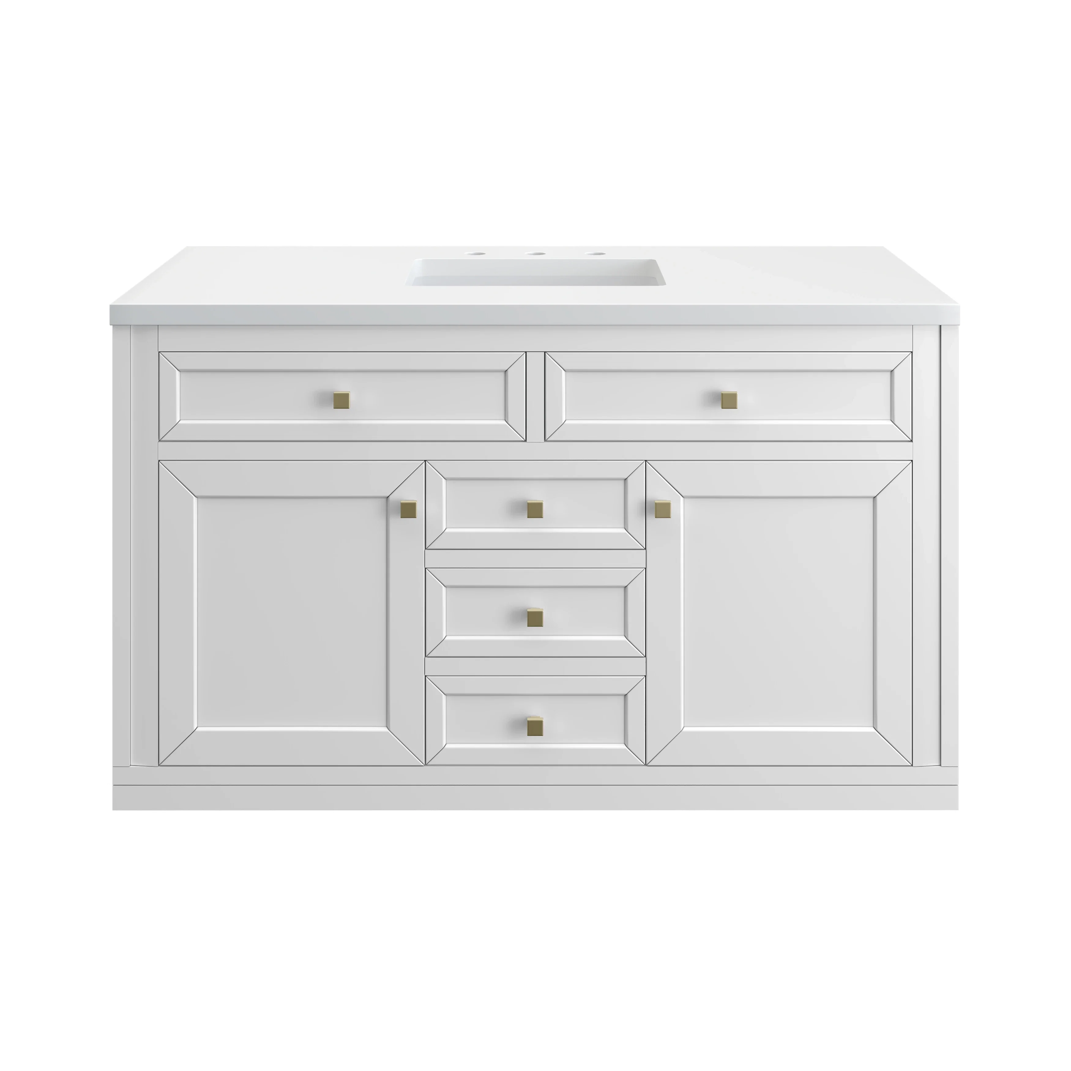 Chicago 48" Single Vanity, Glossy White, w/ 3 CM White Zeus Silestone® Top