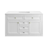 Chicago 48" Single Vanity, Glossy White, w/ 3 CM White Zeus Silestone® Top