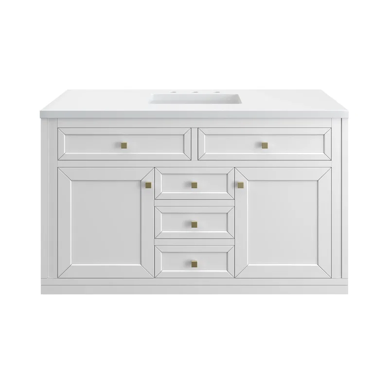 Chicago 48" Single Vanity, Glossy White, w/ 3 CM White Zeus Silestone® Top