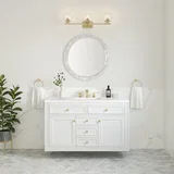 Chicago 48" Single Vanity, Glossy White, w/ 3 CM White Zeus Silestone® Top