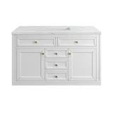 Chicago 48" Single Vanity, Glossy White, w/ 3 CM Ethereal Noctis Silestone® Top w/FreePower Wireless Charger