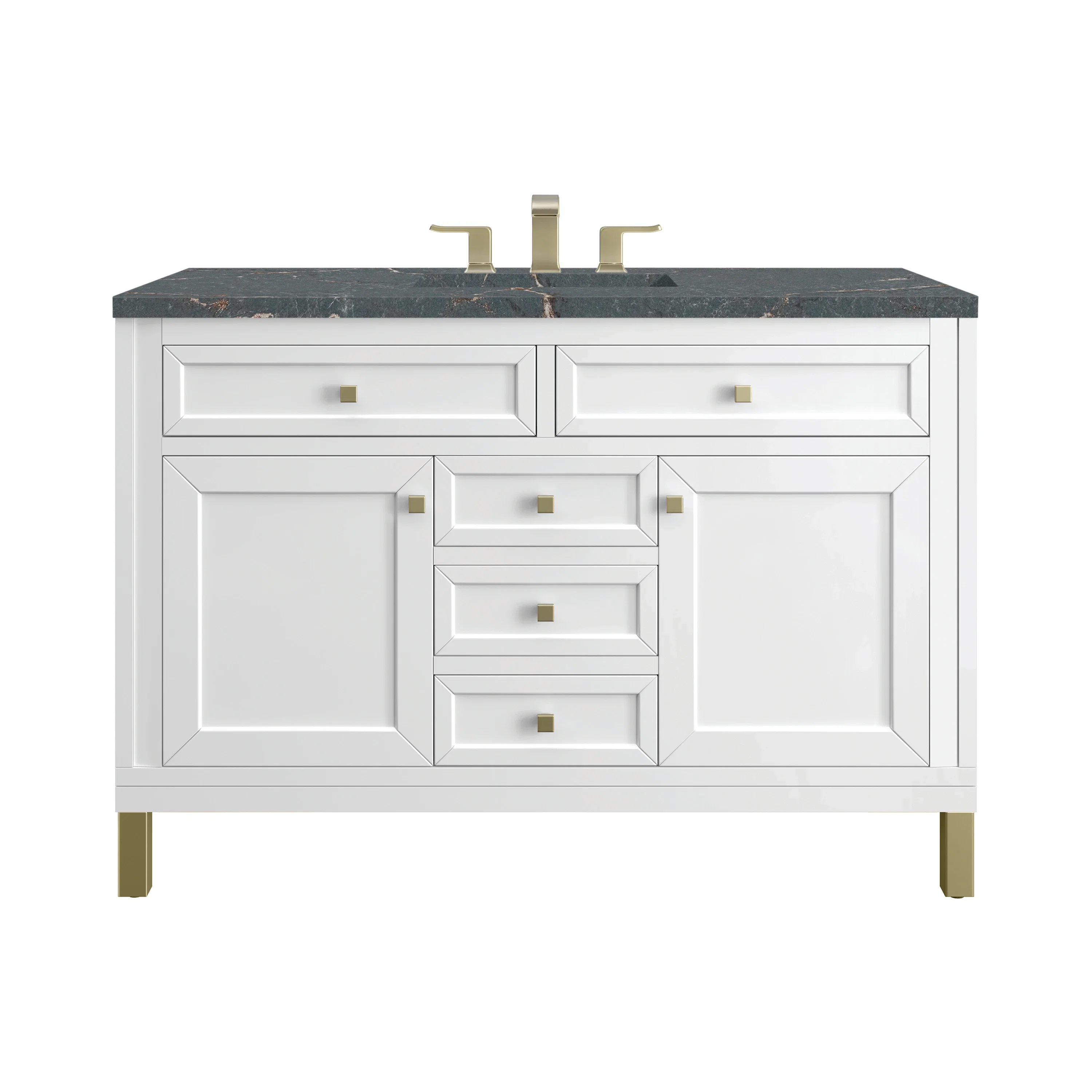 Chicago 48" Single Vanity, Glossy White, w/ 3 CM Parisien Bleu Silestone® Top w/FreePower Wireless Charger