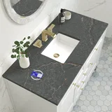Chicago 48" Single Vanity, Glossy White, w/ 3 CM Parisien Bleu Silestone® Top w/FreePower Wireless Charger