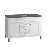 Chicago 48" Single Vanity, Glossy White, w/ 3 CM Parisien Bleu Silestone® Top w/FreePower Wireless Charger