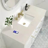 Chicago 48" Single Vanity, Glossy White, w/ 3 CM Siberian Silestone Top w/FreePower Wireless Charger