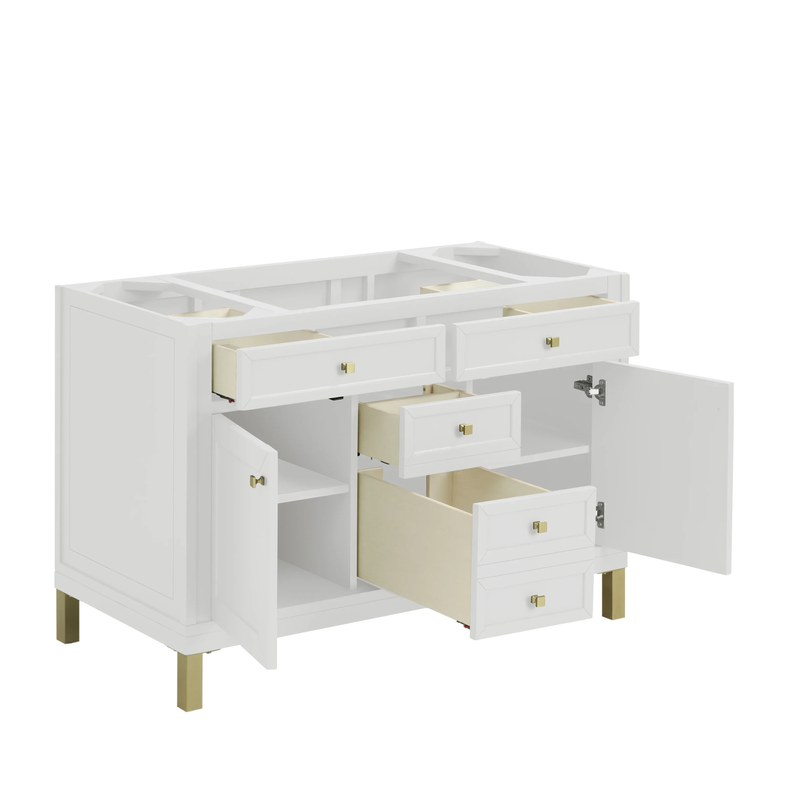 Chicago 48" Single Vanity, Glossy White, w/ 3 CM Siberian Silestone Top w/FreePower Wireless Charger