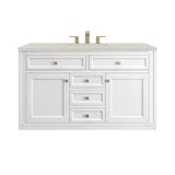 Chicago 48" Single Vanity, Glossy White, w/ 3 CM Siberian Silestone Top w/FreePower Wireless Charger
