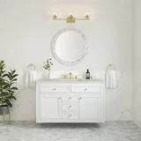 Chicago 48" Single Vanity, Glossy White, w/ 3 CM Siberian Silestone Top w/FreePower Wireless Charger