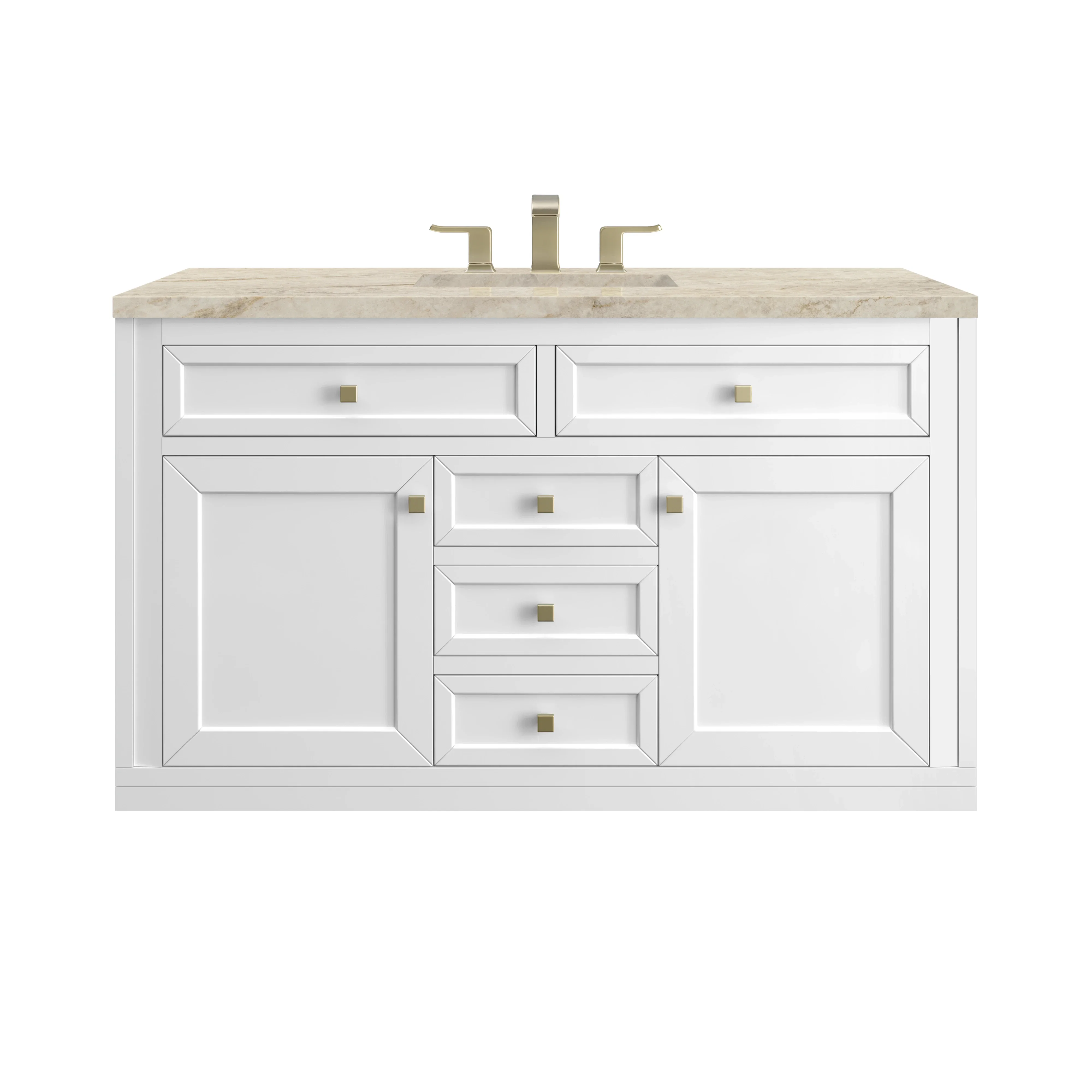 Chicago 48" Single Vanity, Glossy White, w/ 3 CM Tajnar Eclos Top w/FreePower Wireless Charger
