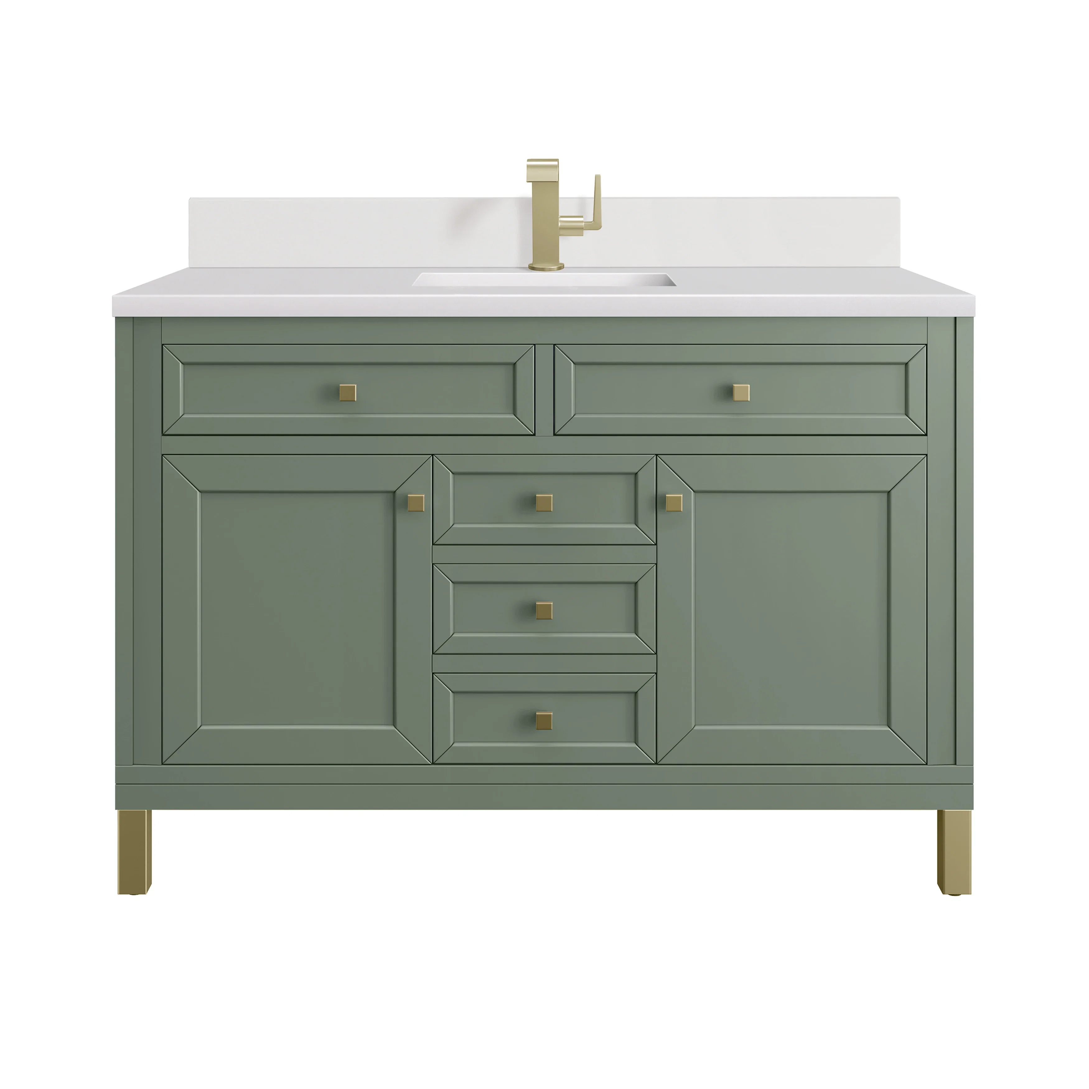 Chicago 48" Single Vanity, Smokey Celadon, w/ Single Hole 3CM White Zeus Silestone® Top & Backsplash