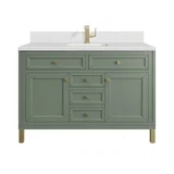 Chicago 48" Single Vanity, Smokey Celadon, w/ Single Hole 3CM White Zeus Silestone® Top & Backsplash