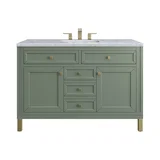 Chicago 48" Single Vanity, Smokey Celadon, w/ 3 CM Carrara Marble Top