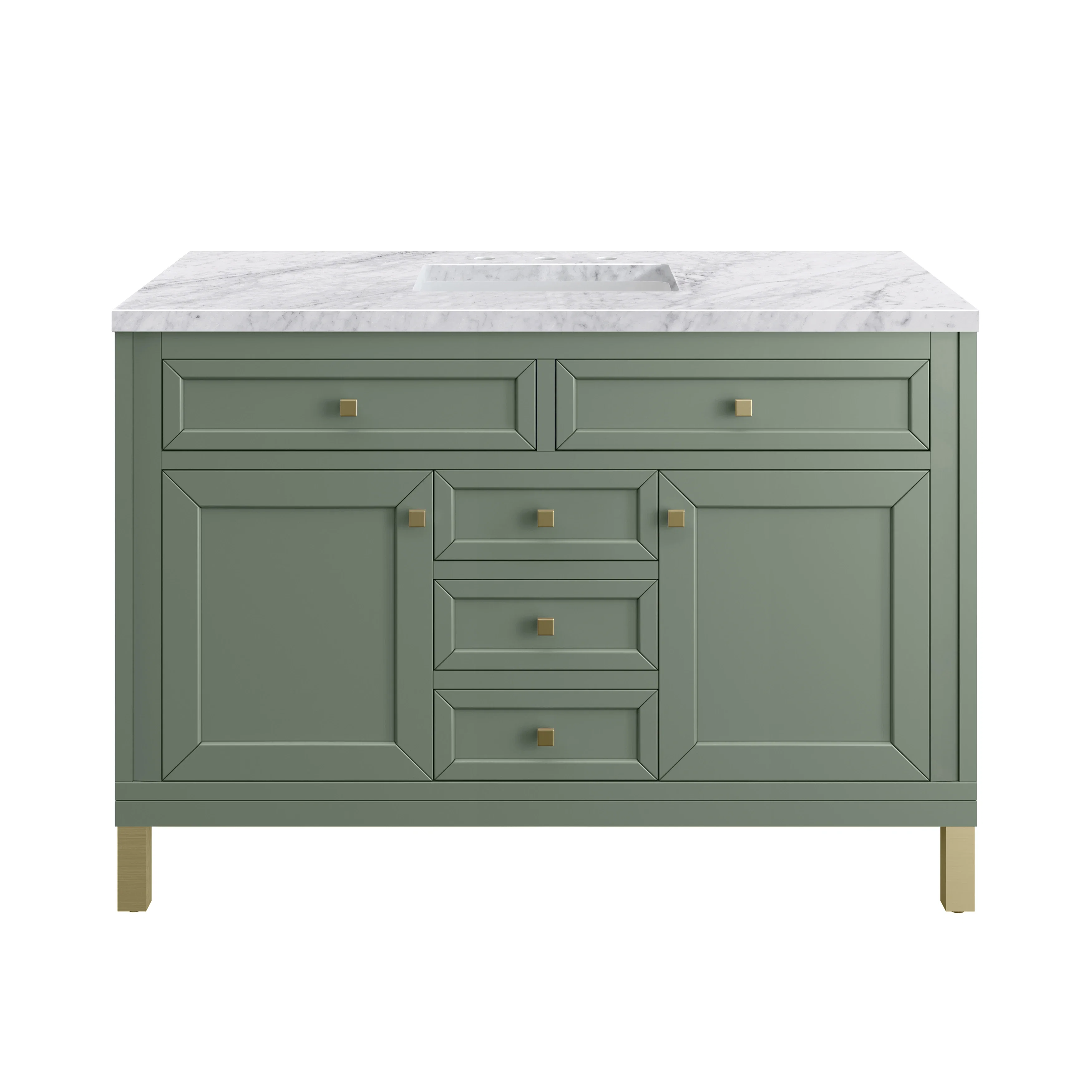 Chicago 48" Single Vanity, Smokey Celadon, w/ 3 CM Carrara Marble Top