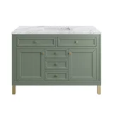 Chicago 48" Single Vanity, Smokey Celadon, w/ 3 CM Carrara Marble Top