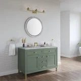 Chicago 48" Single Vanity, Smokey Celadon, w/ 3 CM Carrara Marble Top