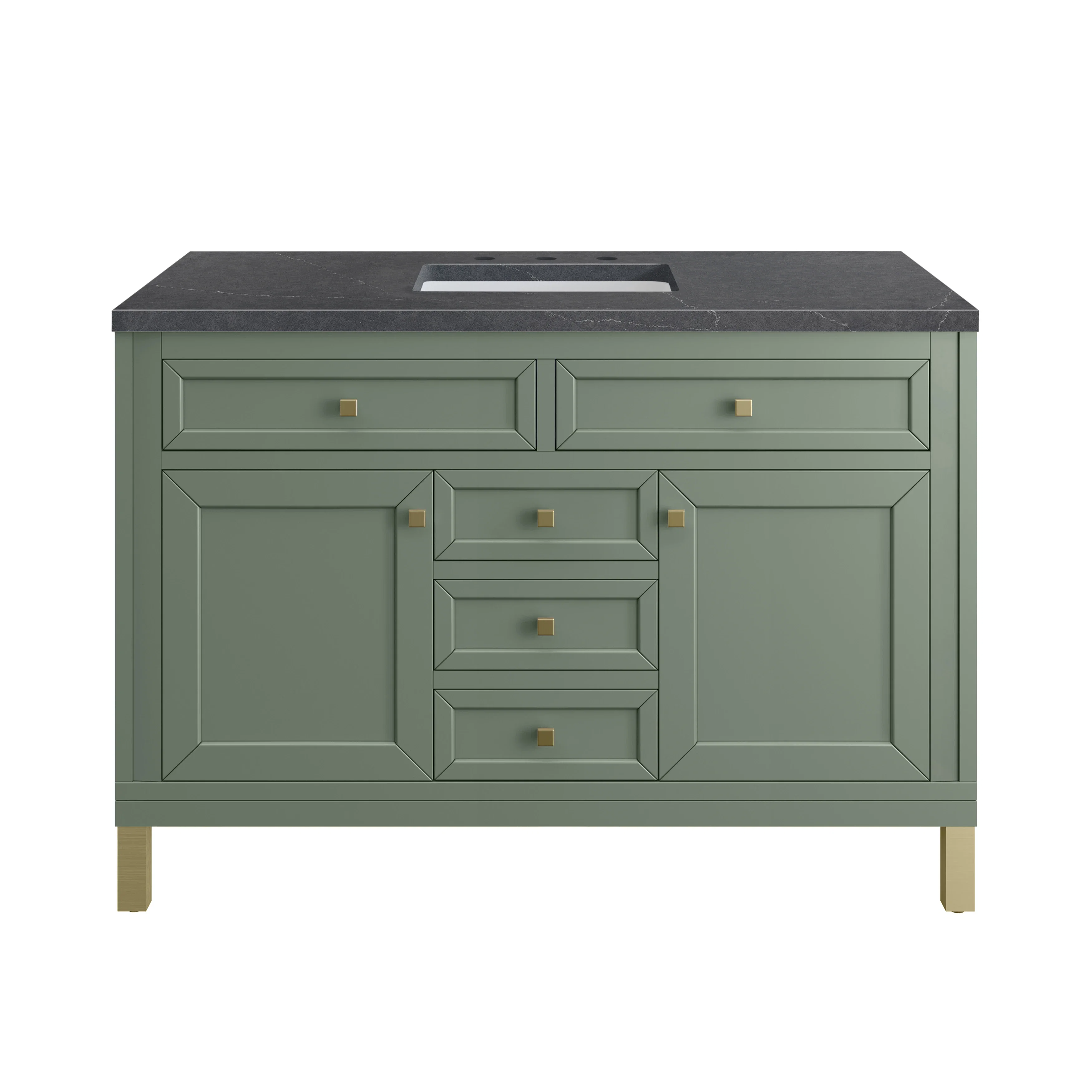 Chicago 48" Single Vanity, Smokey Celadon, w/ 3 CM Charcoal Soapstone Silestone® Top