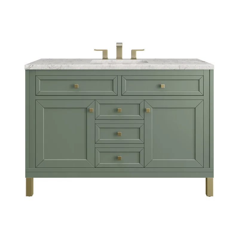 Chicago 48" Single Vanity, Smokey Celadon, w/ 3 CM Eternal Jasmine Pearl Silestone® Top