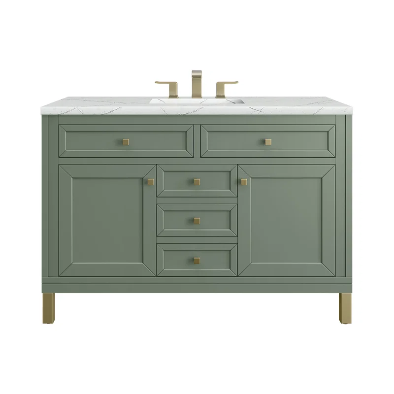 Chicago 48" Single Vanity, Smokey Celadon, w/ 3 CM Ethereal Noctis Silestone® Top