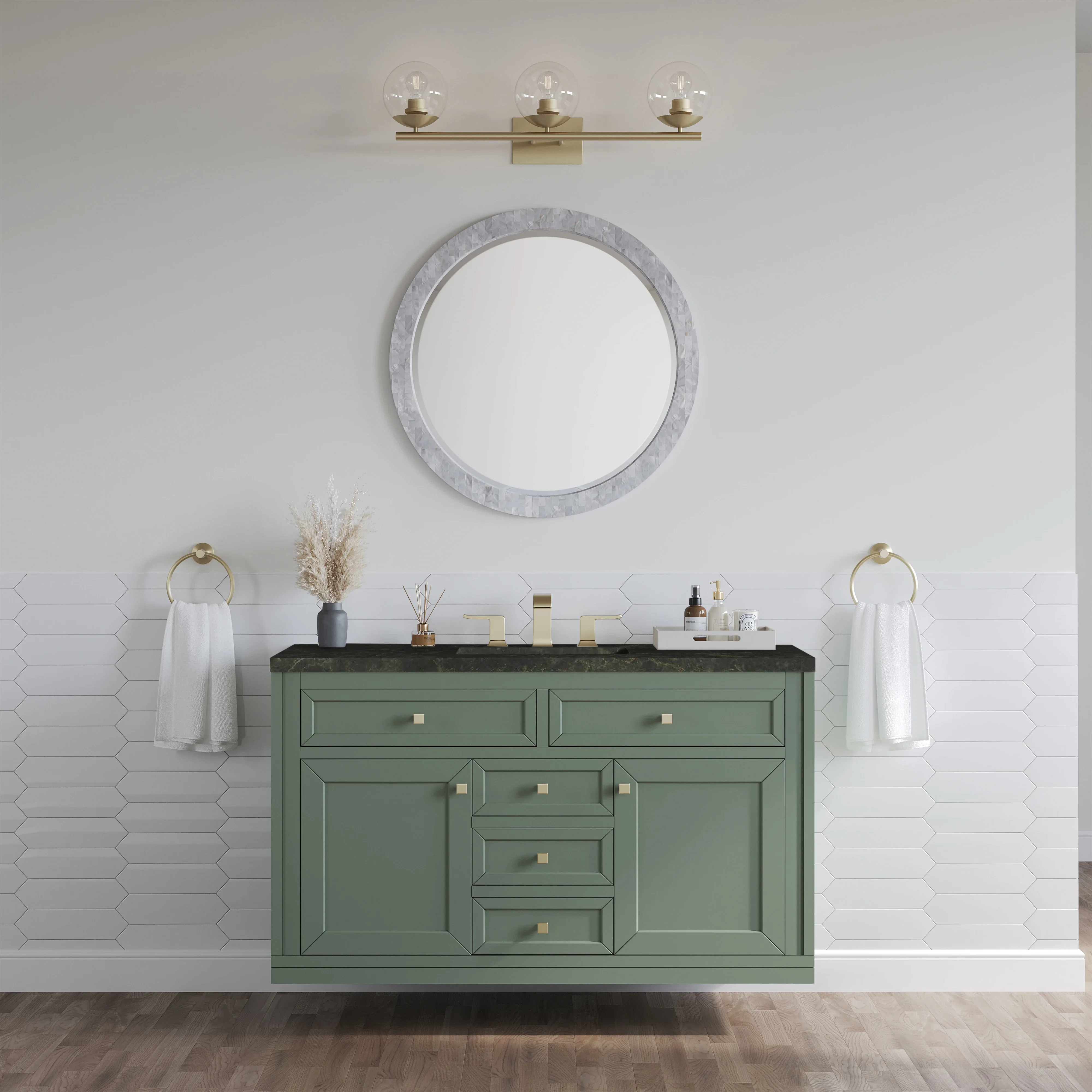 Chicago 48" Single Vanity, Smokey Celadon, w/ 3 CM Phantome Eclos Top