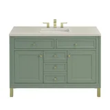 Chicago 48" Single Vanity, Smokey Celadon, w/ 3 CM Siberian Silestone Top