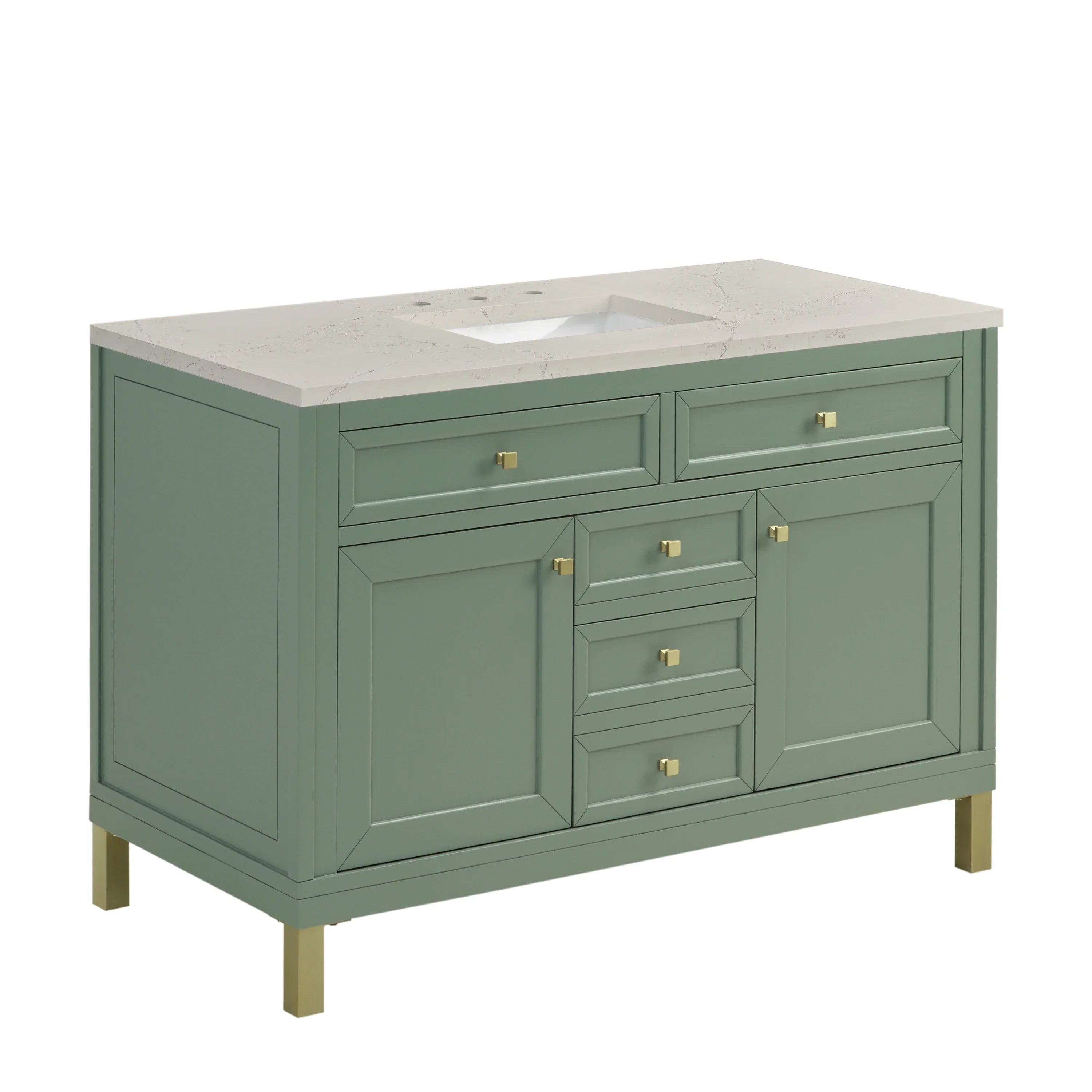 Chicago 48" Single Vanity, Smokey Celadon, w/ 3 CM Siberian Silestone Top