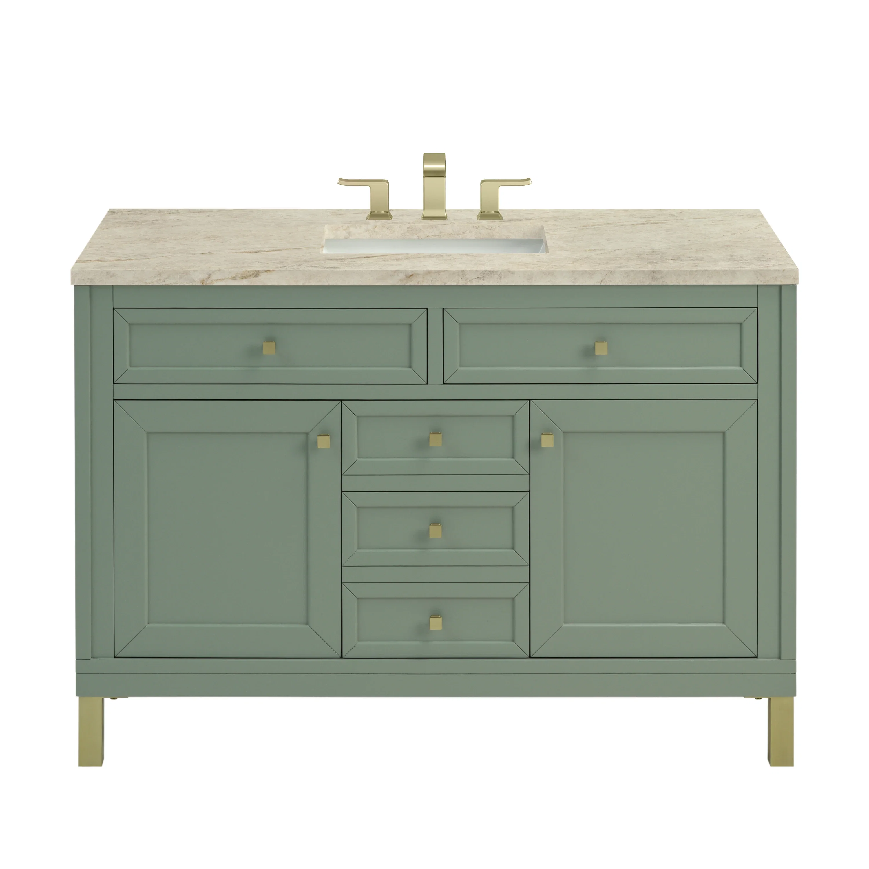 Chicago 48" Single Vanity, Smokey Celadon, w/ 3 CM Tajnar Eclos Top