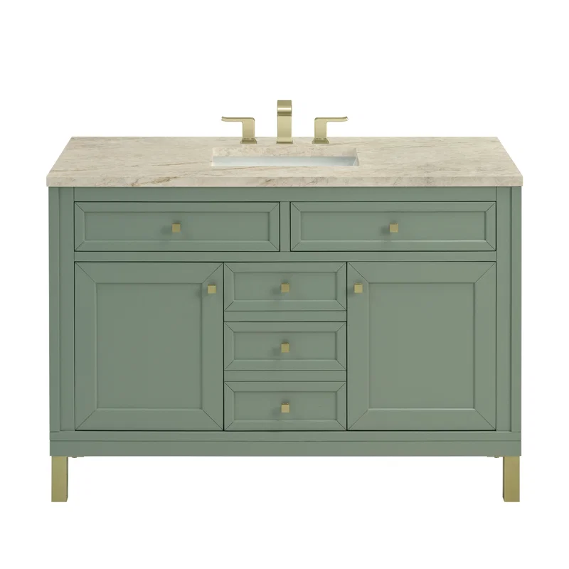 Chicago 48" Single Vanity, Smokey Celadon, w/ 3 CM Tajnar Eclos Top