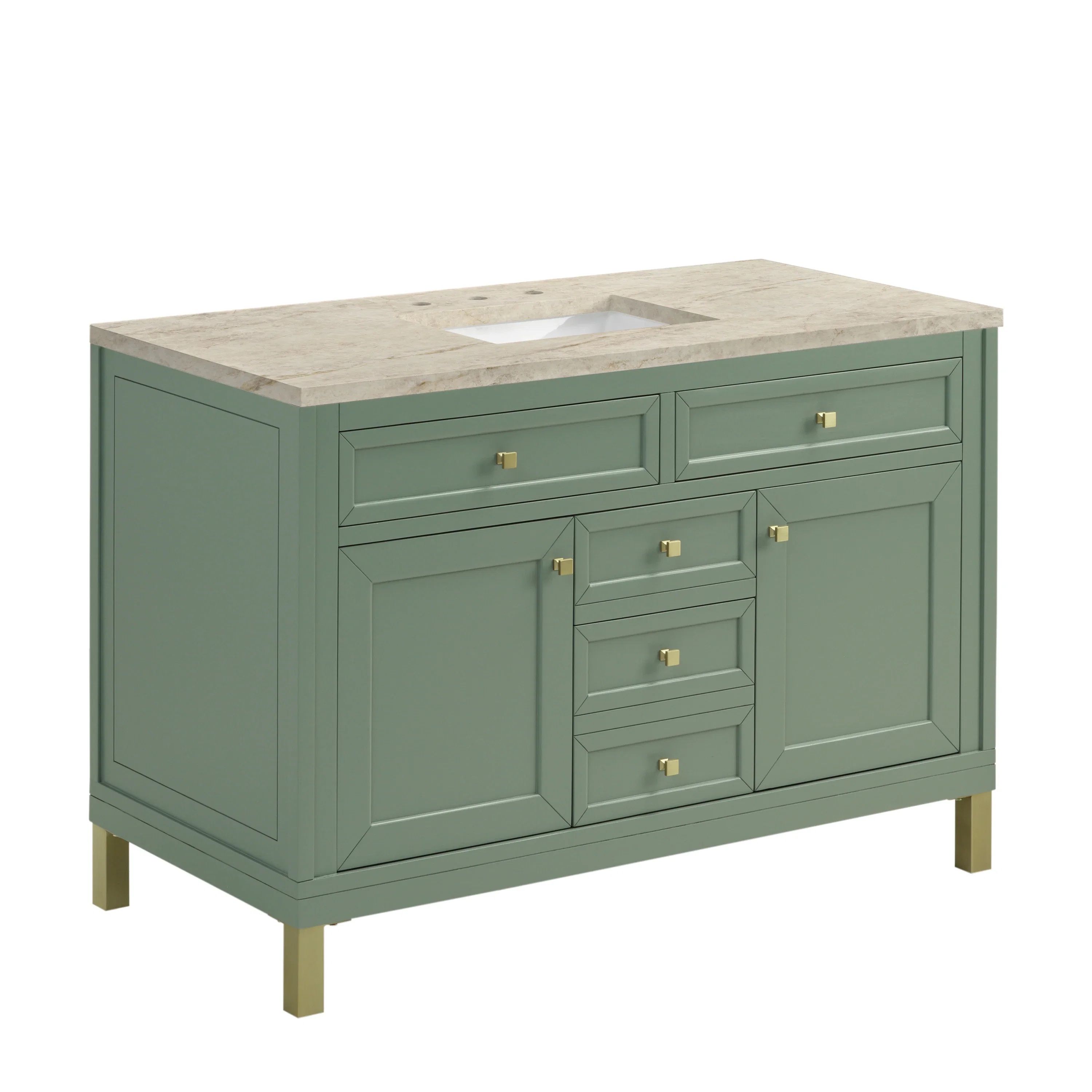 Chicago 48" Single Vanity, Smokey Celadon, w/ 3 CM Tajnar Eclos Top