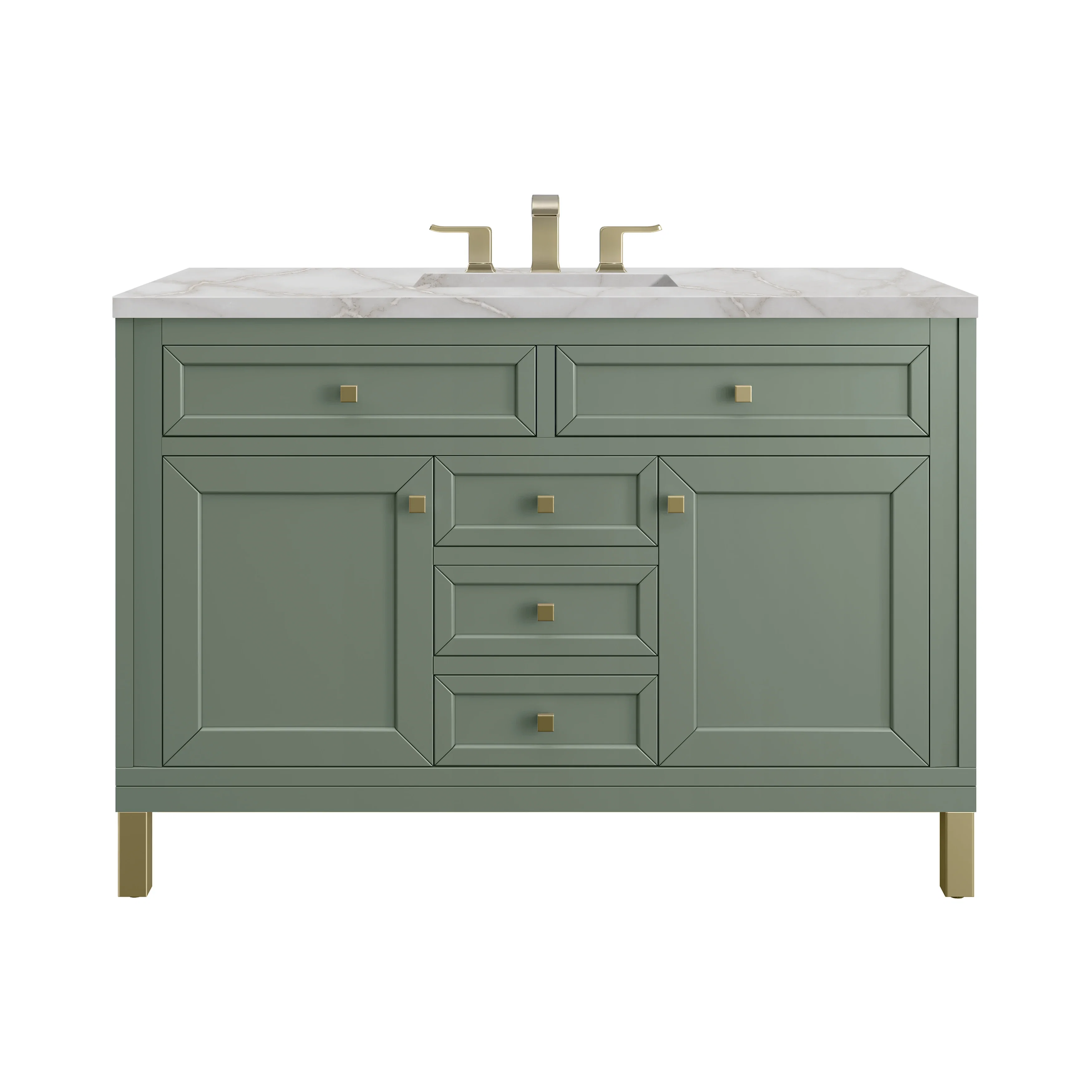 Chicago 48" Single Vanity, Smokey Celadon, w/ 3 CM Victorian Silver Silestone® Top