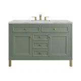 Chicago 48" Single Vanity, Smokey Celadon, w/ 3 CM Victorian Silver Silestone® Top