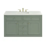 Chicago 48" Single Vanity, Smokey Celadon, w/ 3 CM White Zeus Silestone® Top