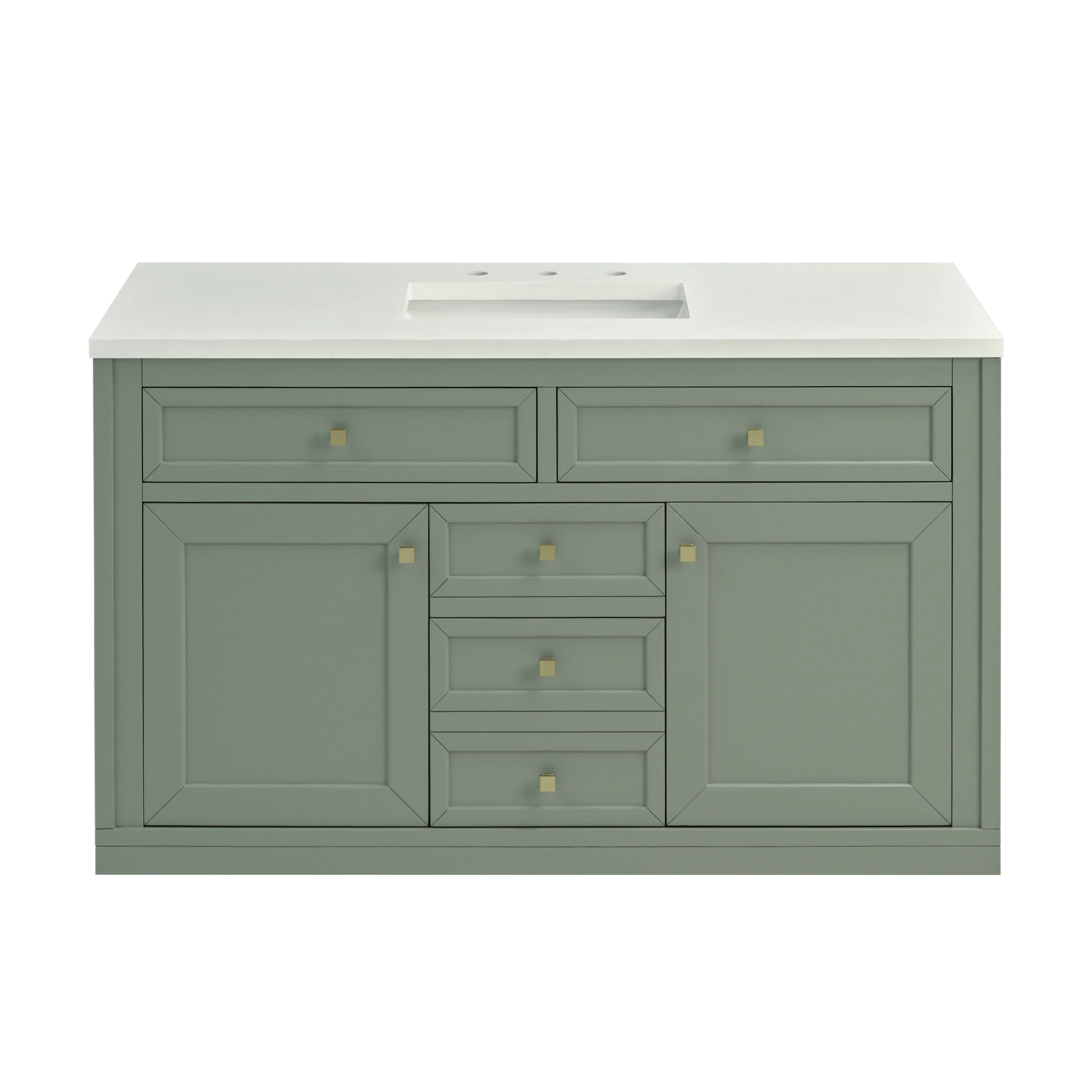 Chicago 48" Single Vanity, Smokey Celadon, w/ 3 CM White Zeus Silestone® Top