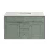 Chicago 48" Single Vanity, Smokey Celadon, w/ 3 CM White Zeus Silestone® Top