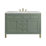 Chicago 48" Single Vanity, Smokey Celadon, w/ 3 CM Eternal Jasmine Pearl Silestone® Top w/FreePower Wireless Charger