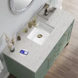 Chicago 48" Single Vanity, Smokey Celadon, w/ 3 CM Eternal Jasmine Pearl Silestone® Top w/FreePower Wireless Charger