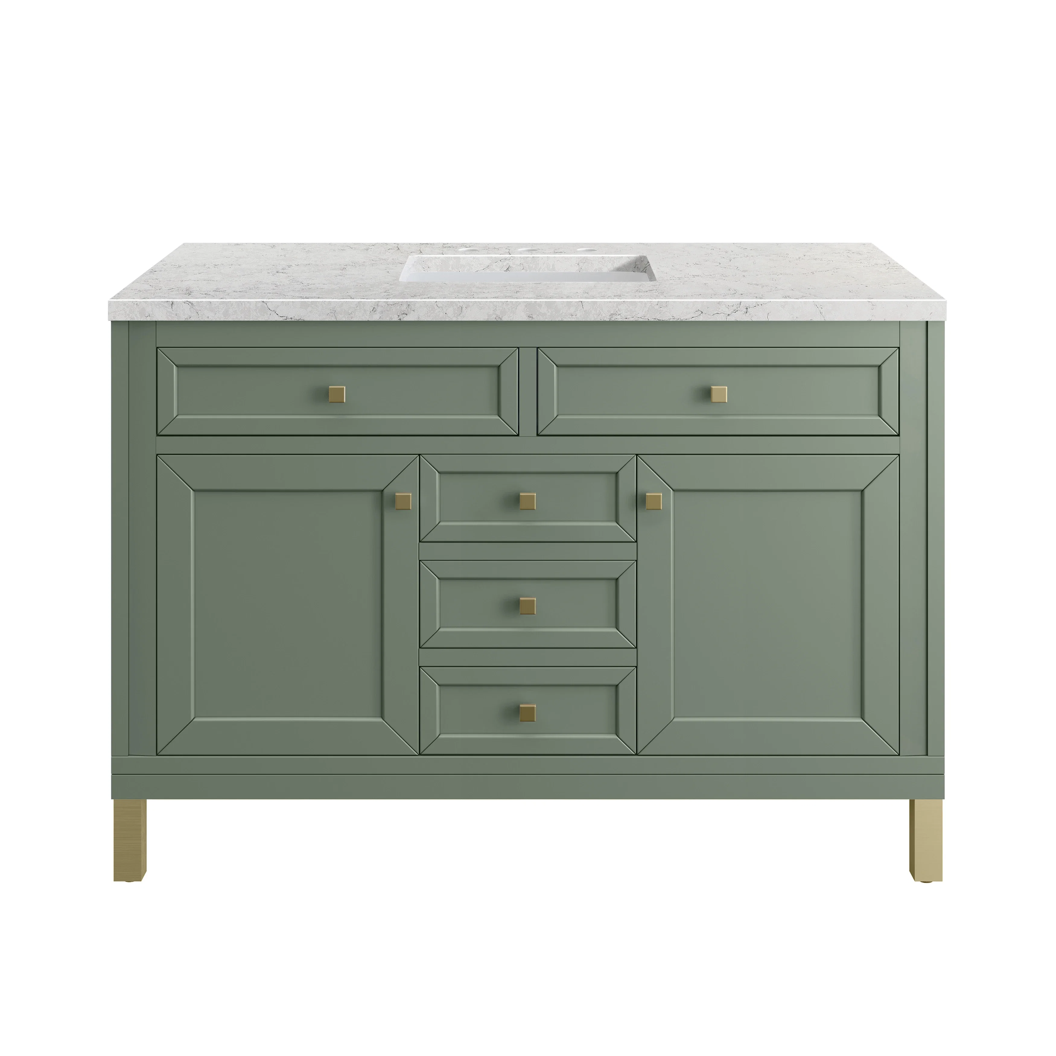 Chicago 48" Single Vanity, Smokey Celadon, w/ 3 CM Eternal Jasmine Pearl Silestone® Top w/FreePower Wireless Charger