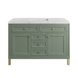 Chicago 48" Single Vanity, Smokey Celadon, w/ 3 CM Eternal Jasmine Pearl Silestone® Top w/FreePower Wireless Charger