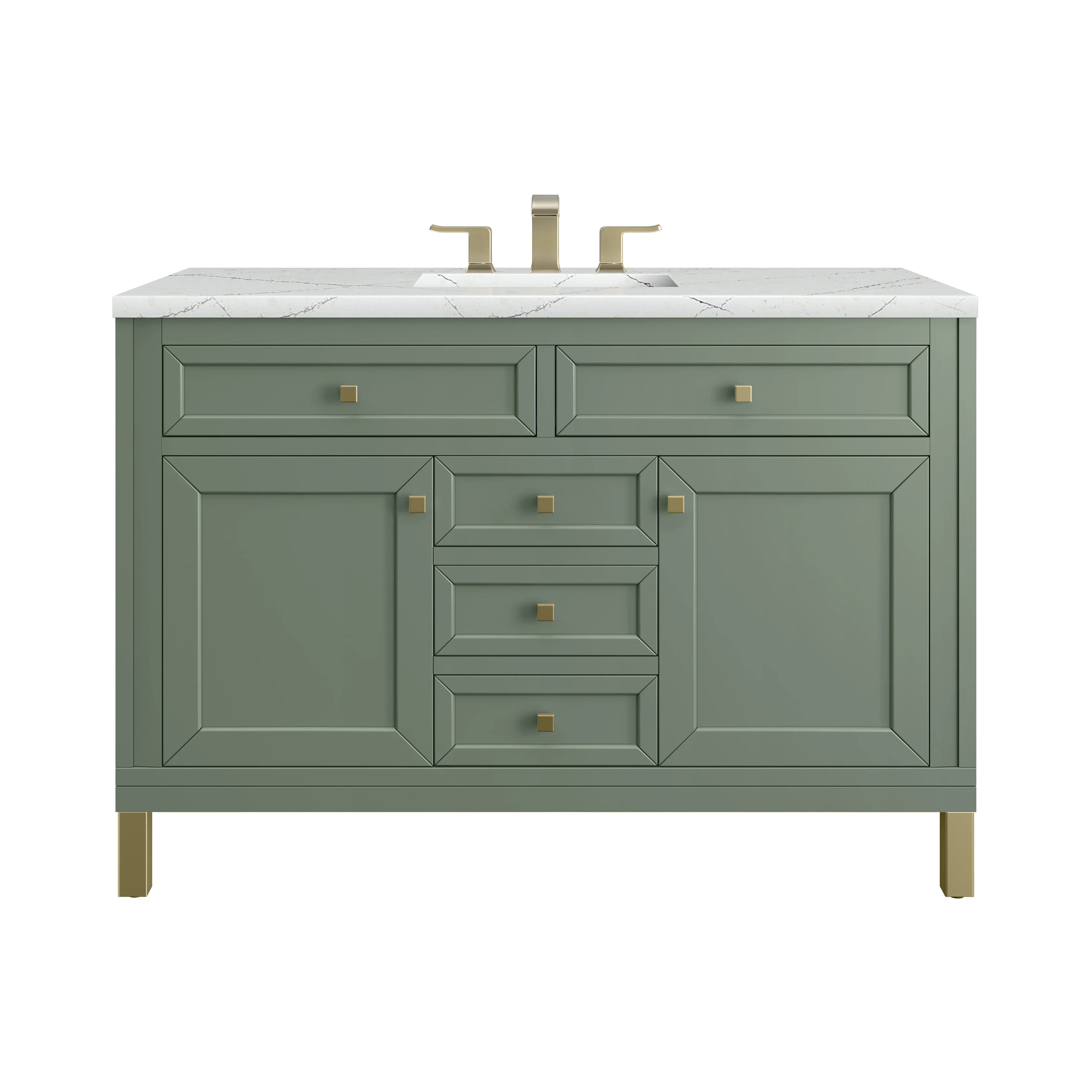 Chicago 48" Single Vanity, Smokey Celadon, w/ 3 CM Ethereal Noctis Silestone® Top w/FreePower Wireless Charger