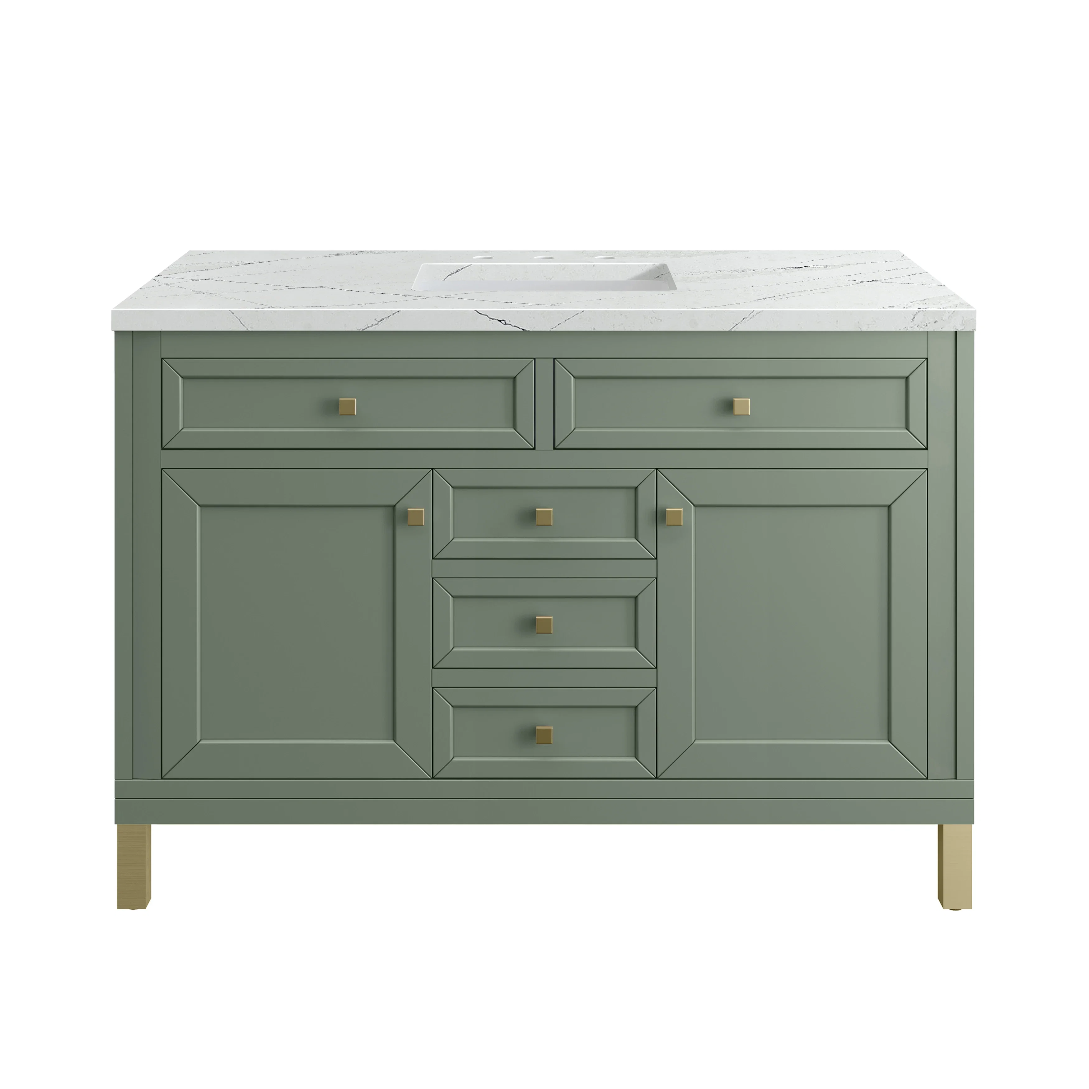 Chicago 48" Single Vanity, Smokey Celadon, w/ 3 CM Ethereal Noctis Silestone® Top w/FreePower Wireless Charger