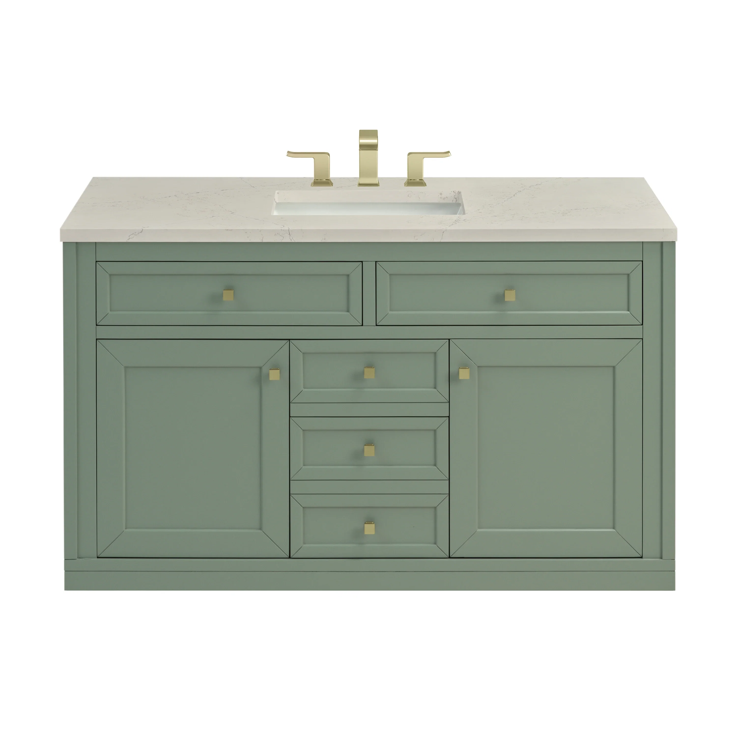 Chicago 48" Single Vanity, Smokey Celadon, w/ 3 CM Siberian Silestone Top w/FreePower Wireless Charger